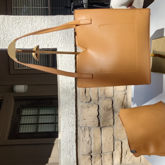 Pixie Mood 2 Piece Set - Shoulder Tote and Mini Zip Bag - Vegan Leather - Picture 4 of 10